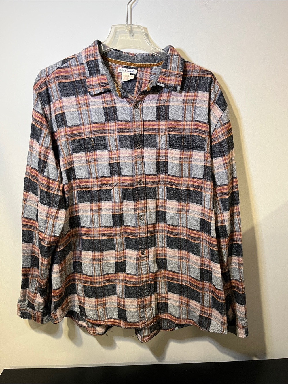 Carbon 2 Cobalt Men's Casual Plaid Button-Down Shirt - Black, Gray & Brown